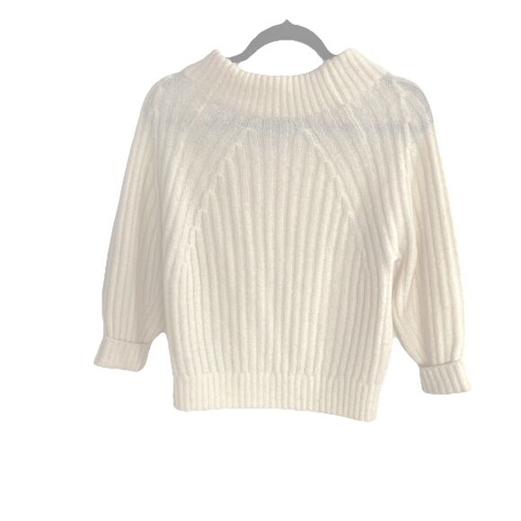 3.1 Phillip Lim Sweater Ivory Wool-Alpaca Blend Ribbed Knit 3/4 Sleeve Size XS - Picture 2 of 6